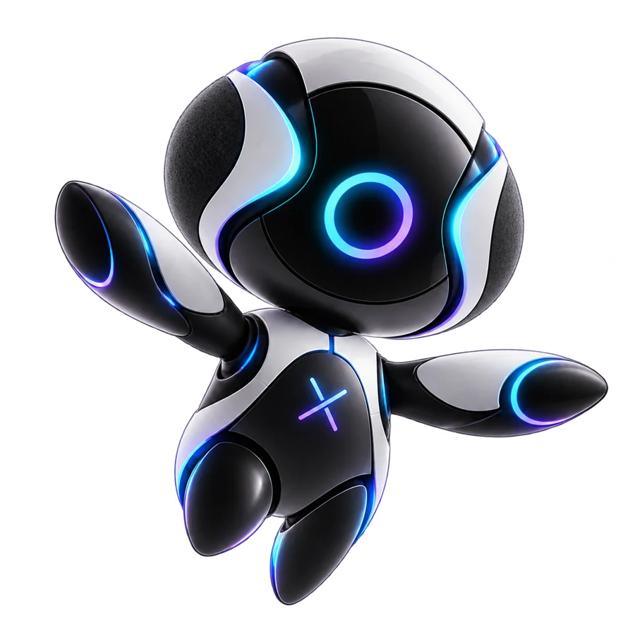 Mascote da FLUXIA acenando